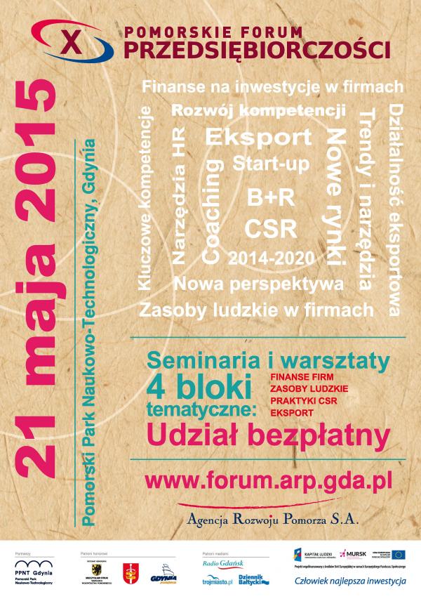 Plakat promujący dziesiąte Pomorskie Forum Przedsiębiorczości