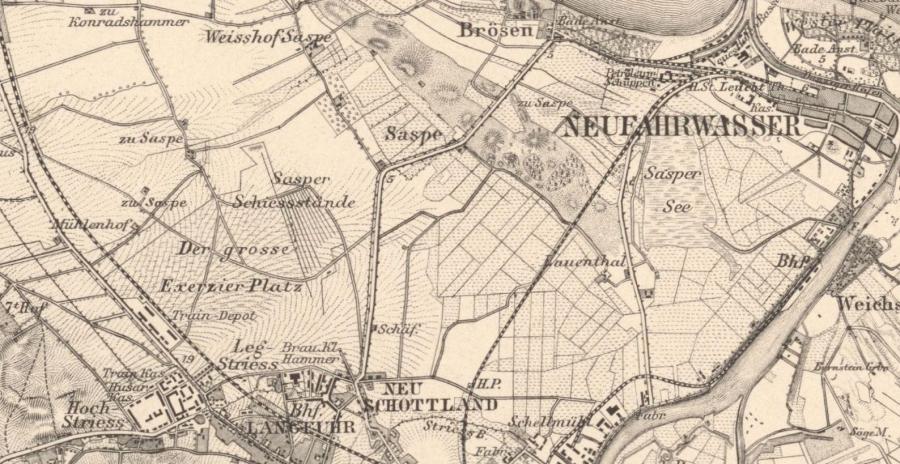 Fragment planu Gdańska i okolic z 1901 r.