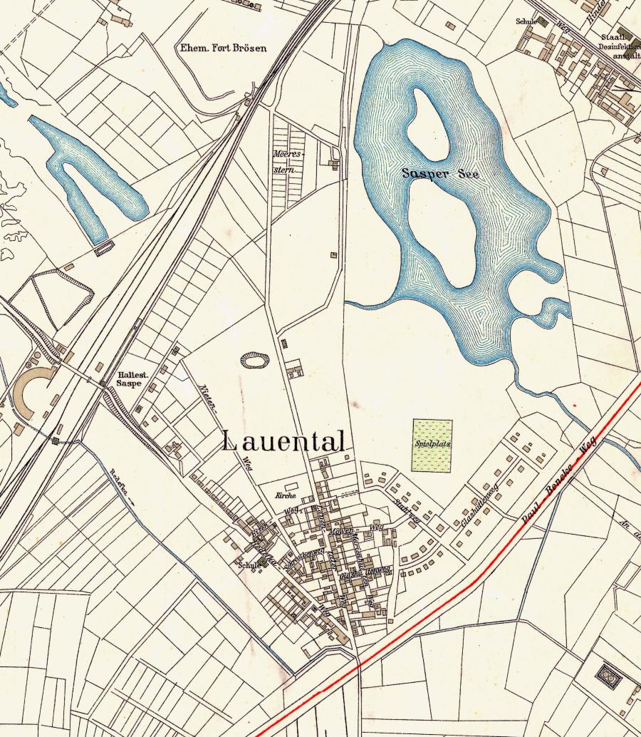 Fragment kolorowego planu Gdańska z 1933 r.